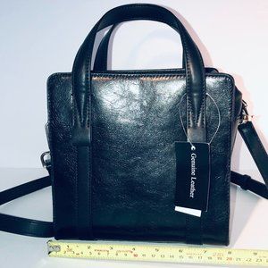 NWT-SFW Leather crossbody-satchel bag black